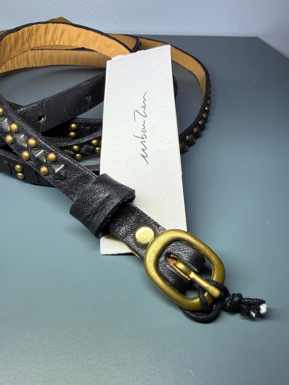 Urban Zen Celso Tia Double Wrap Studded Leather Belt NWT Size 36 - Picture 3 of 6